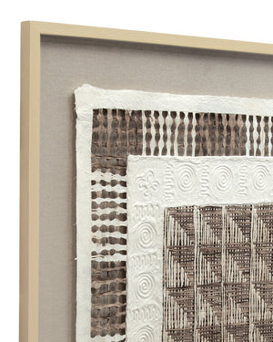 Basset Mirror Taughtrope Wall Art: Intricate Rice Paper Design In Shadowbox Frame For Elegant Home Decor Serenity Brown Paper,Linen,Mdf,Frame 7500-801