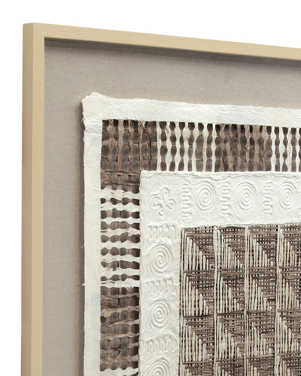 Basset Mirror Taughtrope Wall Art: Intricate Rice Paper Design In Shadowbox Frame For Elegant Home Decor Serenity Brown Paper,Linen,Mdf,Frame 7500-801