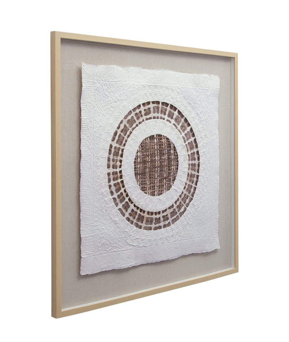 Basset Mirror Tightrope Wall Art - Elegant Minimalist Shadowbox Design, Rice Paper Texture For Tranquil Interiors Brown Paper,Linen,Mdf,Frame 7500-802