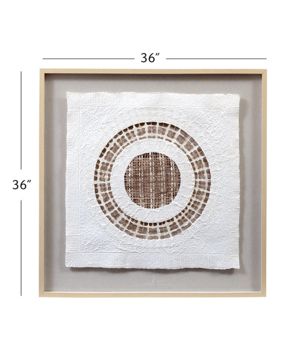 Basset Mirror Tightrope Wall Art - Elegant Minimalist Shadowbox Design, Rice Paper Texture For Tranquil Interiors Brown Paper,Linen,Mdf,Frame 7500-802