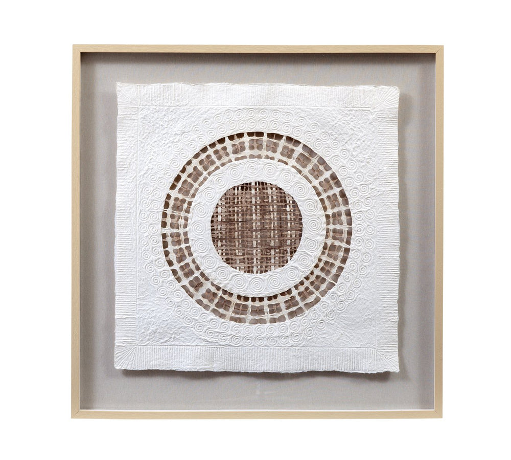 Basset Mirror Tightrope Wall Art - Elegant Minimalist Shadowbox Design, Rice Paper Texture For Tranquil Interiors Brown Paper,Linen,Mdf,Frame 7500-802