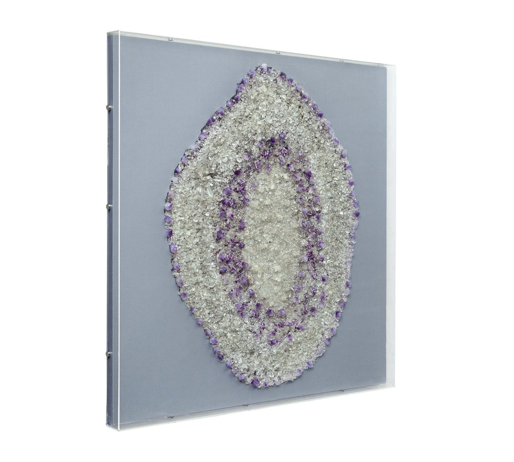 Basset Mirror Stone Art Wall Hanging - Elegant Amethyst-inspired Design In Clear Acrylic Frame For Any Decor Bronze Crystal,Mdf,Resin Frame 7500-803