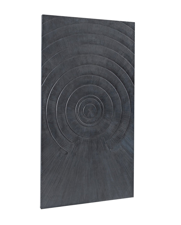 Basset Mirror Nessus Contemporary Carved Wood Wall Art Panel - Striking Black Design For Modern Home Decor Black Asian Hardwood 7500-806