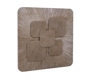 Basset Mirror Crobuzon Rustic Modern Carved Wall Art - Stunning Starburst Design With Organic Leaf Motif Silver Asian Hardwood 7500-807