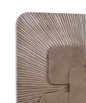 Basset Mirror Crobuzon Rustic Modern Carved Wall Art - Stunning Starburst Design With Organic Leaf Motif Silver Asian Hardwood 7500-807