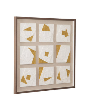 Basset Mirror Framework Wall Art - Modern Shadowbox Design With 3d Abstract Pieces In White, Gold & Brown Frame Brown Resin,Mdf Board 7500-810