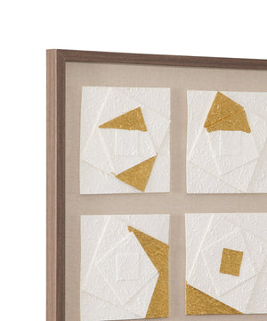Basset Mirror Framework Wall Art - Modern Shadowbox Design With 3d Abstract Pieces In White, Gold & Brown Frame Brown Resin,Mdf Board 7500-810