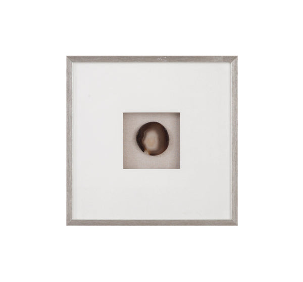 Basset Mirror Agate Stone Wall Art - Serene Neutral Tones With Wood Frame, Cream Mat, And Modern Linen Backdrop Silver Resin 7500-813