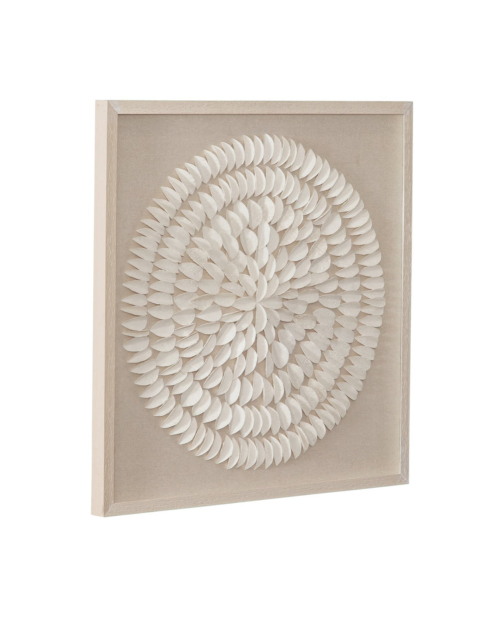 Basset Mirror Donellie Wall Art - Elegant Organic Design With Folded Rice Paper Medallion On Soft Linen Background Cream Resin,Mdf Board 7500-816