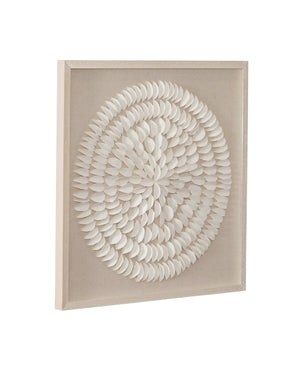 Basset Mirror Donellie Wall Art - Elegant Organic Design With Folded Rice Paper Medallion On Soft Linen Background Cream Resin,Mdf Board 7500-816