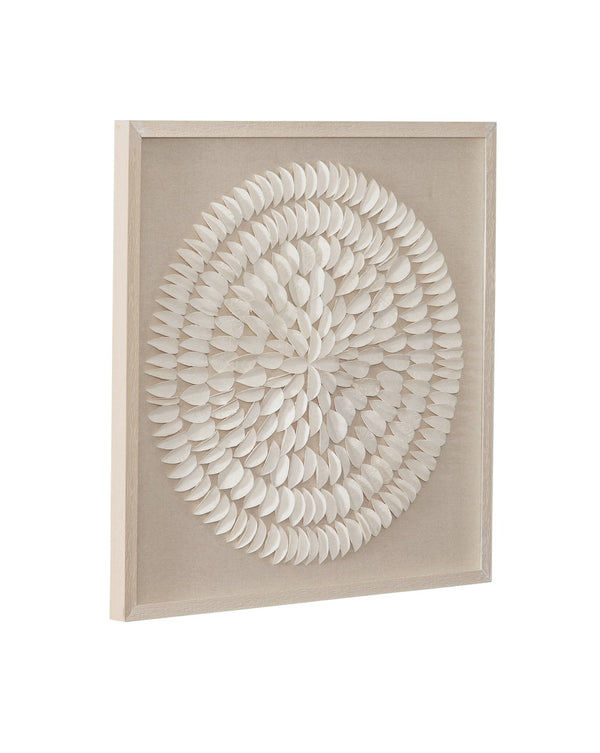 Basset Mirror Donellie Wall Art - Elegant Organic Design With Folded Rice Paper Medallion On Soft Linen Background Cream Resin,Mdf Board 7500-816