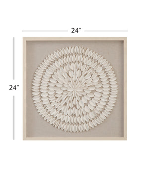Basset Mirror Donellie Wall Art - Elegant Organic Design With Folded Rice Paper Medallion On Soft Linen Background Cream Resin,Mdf Board 7500-816