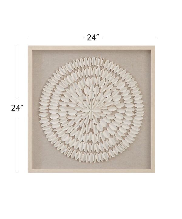 Basset Mirror Donellie Wall Art - Elegant Organic Design With Folded Rice Paper Medallion On Soft Linen Background Cream Resin,Mdf Board 7500-816