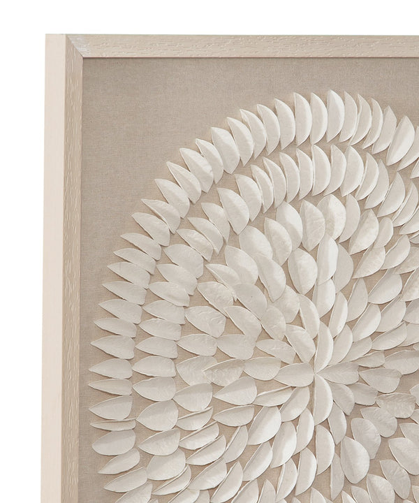 Basset Mirror Donellie Wall Art - Elegant Organic Design With Folded Rice Paper Medallion On Soft Linen Background Cream Resin,Mdf Board 7500-816