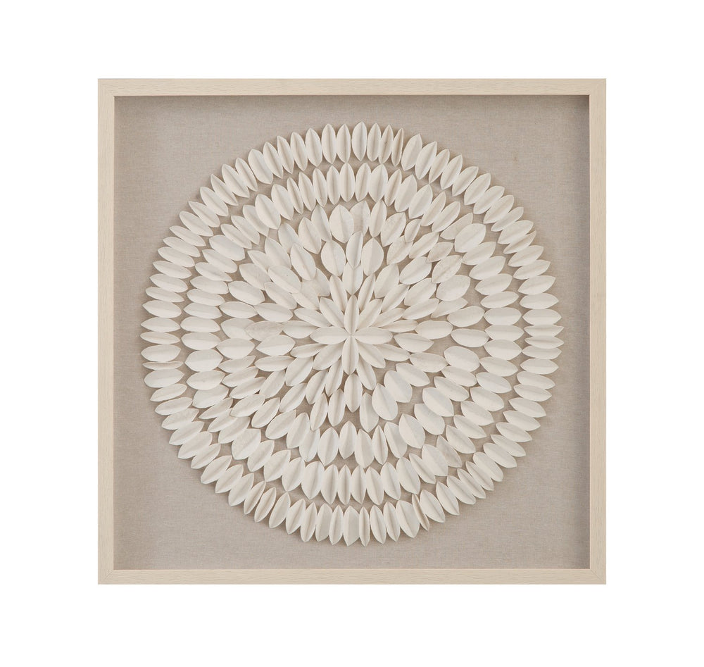 Basset Mirror Donellie Wall Art - Elegant Organic Design With Folded Rice Paper Medallion On Soft Linen Background Cream Resin,Mdf Board 7500-816