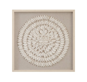 Basset Mirror Donellie Wall Art - Elegant Organic Design With Folded Rice Paper Medallion On Soft Linen Background Cream Resin,Mdf Board 7500-816