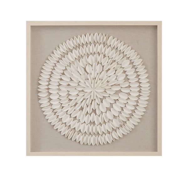 Basset Mirror Donellie Wall Art - Elegant Organic Design With Folded Rice Paper Medallion On Soft Linen Background Cream Resin,Mdf Board 7500-816