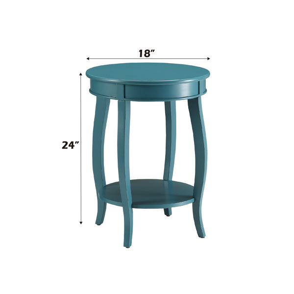 English Elm Aberta Teal Round Accent Table with Open Bottom Shelf, Wooden Cabriole Legs, 40lb Top Capacity B2726P277915