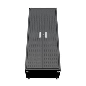 English Elm Rolling Metal Garage Cabinet with Locking Doors Diamond Texture Industrial Storage Charcoal Grey B365P398229