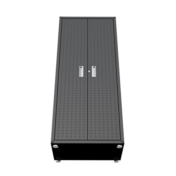 English Elm Rolling Metal Garage Cabinet with Locking Doors Diamond Texture Industrial Storage Charcoal Grey B365P398229