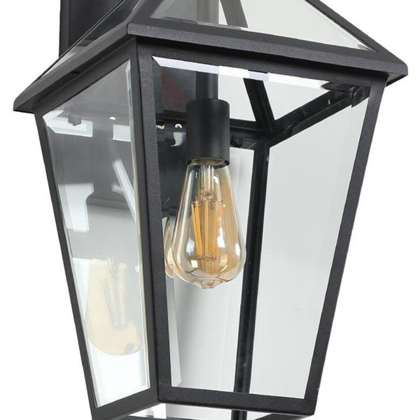 Black Metal Framed Glass Outdoor Hanging Lantern for Porch Patio and Entryway Ambiance