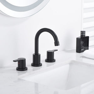 English Elm Bathroom Widespread Faucet Matte Black Dual Handle with Swivel Spout Supply Lines B2724P501315