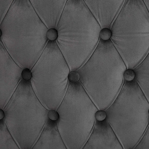 English Elm Velvet Mid-Century Double Dining Loveseat Bench with Hand-Tufted Buttons, Wingback Comfort, Luxe Seating Gray W1143P362520