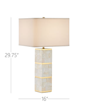 Currey & Company Casey Mother Of Pearl Table Lamp – Elegant Sculptural Design With Brass Accents For Modern Homes Natural Mother Of Pearl ,Stainless Steel ,Composite 6000-1033-currey-company