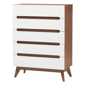 Baxton Studio Baxton Studio Calypso Mid-Century Modern 3-Piece Storage Set in Two-Tone White & Walnut Finish Calypso-Walnut/White-3PC Storage Set