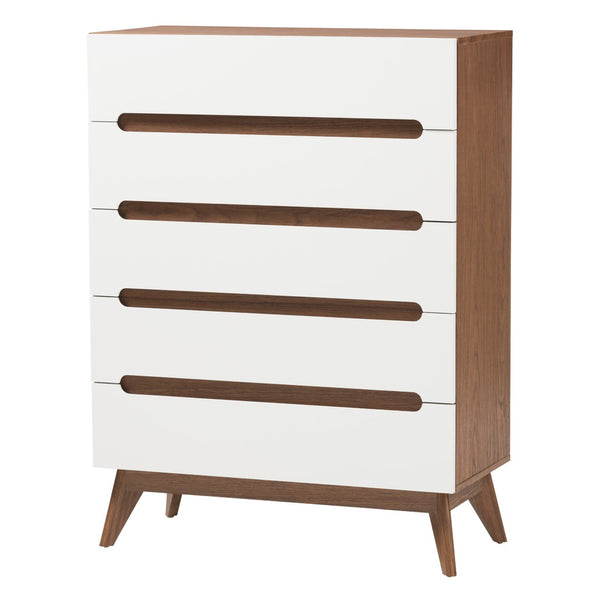 Baxton Studio Baxton Studio Calypso Mid-Century Modern 3-Piece Storage Set in Two-Tone White & Walnut Finish Calypso-Walnut/White-3PC Storage Set