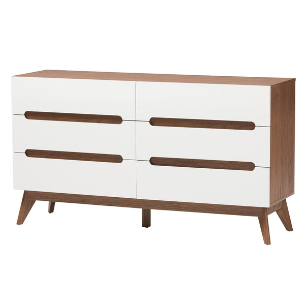 Baxton Studio Baxton Studio Calypso Mid-Century Modern 3-Piece Storage Set in Two-Tone White & Walnut Finish Calypso-Walnut/White-3PC Storage Set