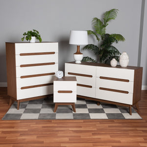 Baxton Studio Baxton Studio Calypso Mid-Century Modern 3-Piece Storage Set in Two-Tone White & Walnut Finish Calypso-Walnut/White-3PC Storage Set