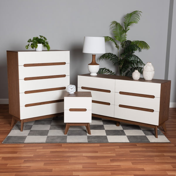 Baxton Studio Baxton Studio Calypso Mid-Century Modern 3-Piece Storage Set in Two-Tone White & Walnut Finish Calypso-Walnut/White-3PC Storage Set