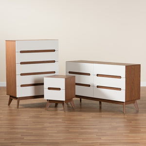 Baxton Studio Baxton Studio Calypso Mid-Century Modern 3-Piece Storage Set in Two-Tone White & Walnut Finish Calypso-Walnut/White-3PC Storage Set