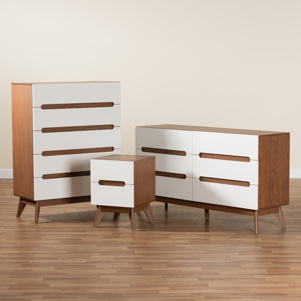Baxton Studio Baxton Studio Calypso Mid-Century Modern 3-Piece Storage Set in Two-Tone White & Walnut Finish Calypso-Walnut/White-3PC Storage Set
