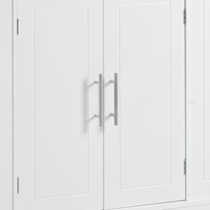 English Elm K&K Fluted Kitchen Island Cart with Tilt-Out Trash, Charging Station, Hidden Wheels & Ample Storage White N707P221571W