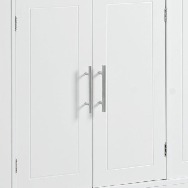 English Elm K&K Fluted Kitchen Island Cart with Tilt-Out Trash, Charging Station, Hidden Wheels & Ample Storage White N707P221571W