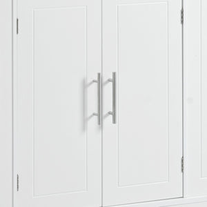 English Elm K&k Rolling Kitchen Island Rubber Wood Top Fluted Cabinet Built-in Charging Station White N707S221571W