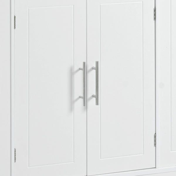 English Elm K&k Rolling Kitchen Island Rubber Wood Top Fluted Cabinet Built-in Charging Station White N707S221571W