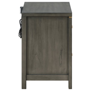 English Elm Herndon Grey 2-Drawer Nightstand with USB Port, Brass Accents & Wood Grain Finish for Modern Bedrooms B062P299925