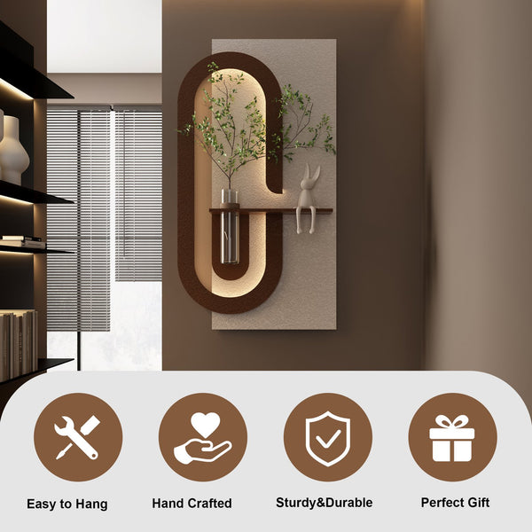 English Elm Adjustable 3D Botanical Wall Sculpture With Led Lighting & Rabbit Statue - Perfect Home Accent Decor W2700P313030