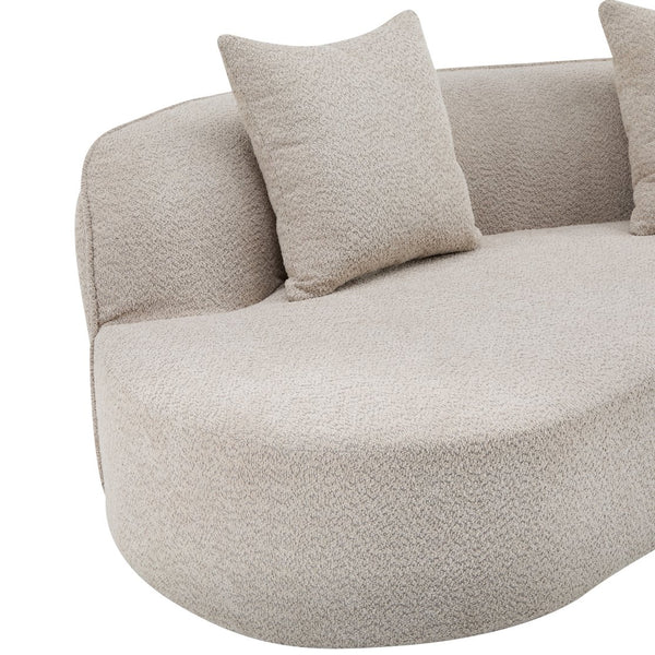 English Elm Christopher Knight Home® - 126" Curved Sectional Sofa In Almond Boucle - Modern Comfort For Stylish Living Spaces & Families N771P247830V_N771P247831V