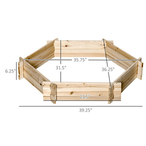 English Elm Outsunny Hexagon Wooden Raised Garden Bed – Tool-Free Assembly, Natural Fir Planter For Herbs & Veggies W2225P174419-GIGA