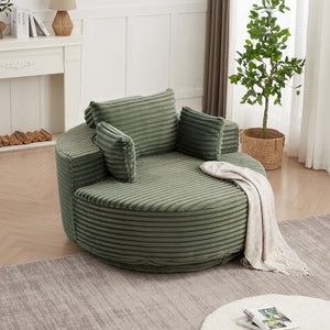 English Elm 55''l 55'l Chenille Foam Swivel Lounge Chair Plush 360 Rotation Modern Seating for Any Room W834S00594