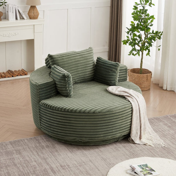 English Elm 55''l 55'l Chenille Foam Swivel Lounge Chair Plush 360 Rotation Modern Seating for Any Room W834S00594