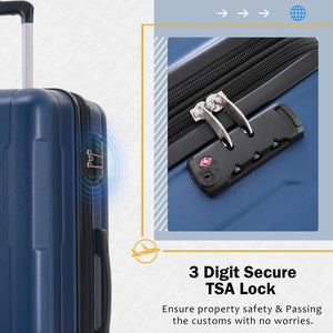 English Elm 2 Piece Abs Hard Shell Spinner Luggage Set with Tsa Lock Expandable Travel Suitcases Blue N732P198744C