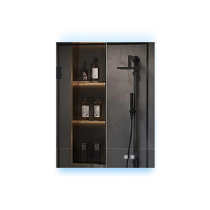English Elm Corsica Aluminum Led Medicine Cabinet with Defogger and Soft Close Double Doors B2731P477797