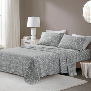 English Elm 4 Pieces Cal King 100% Cotton Flannel Sheet Set - Cozy Sage Winter Fauna Design For Ultimate Comfort B035P381340