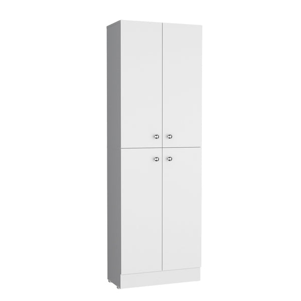 English Elm Lynch Kitchen Pantry Storage Cabinet 71" High — 4-Door Freestanding White Cupboard, 5 Adjustable Shelves, Multiuse B070P188842