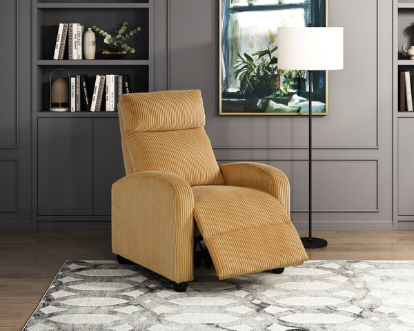 English Elm Modern Parsons Push Back Recliner Chair in Soft Corduroy Fabric — Sleek Comfortable Living Room Lounger with Solid Wood Frame and Easy Recline Mechanism Yellow 30 L x 27 W x 21.5 H B011P395835